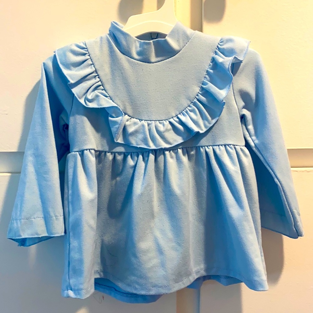 Blue peasant top long sleeve zip up